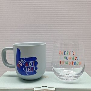 #ABY Indigo You Got This Mug and Glass Set - Blue and Clear